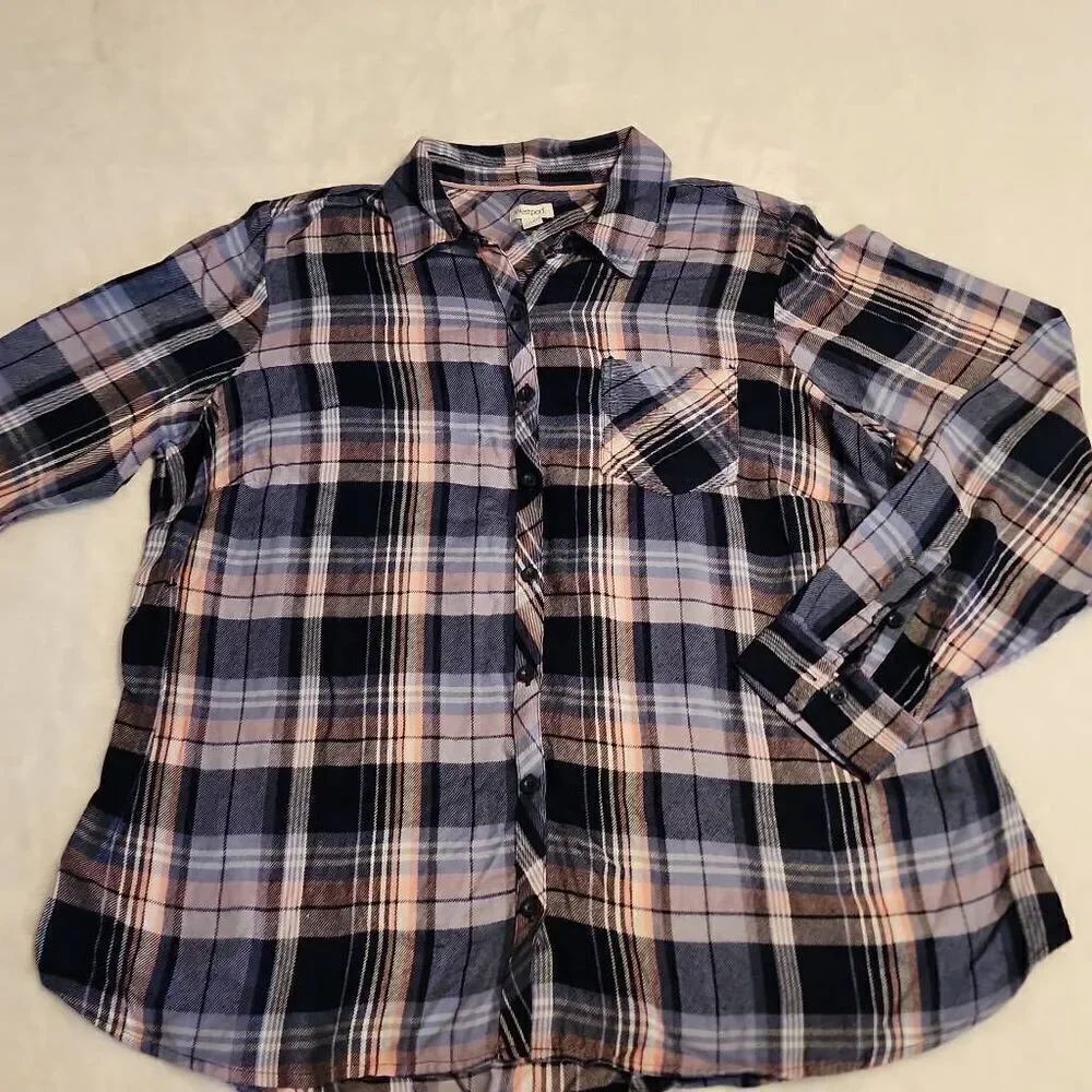Westport Women's Collared Long Sleeve Button Front Flannel Shirt Size 1X